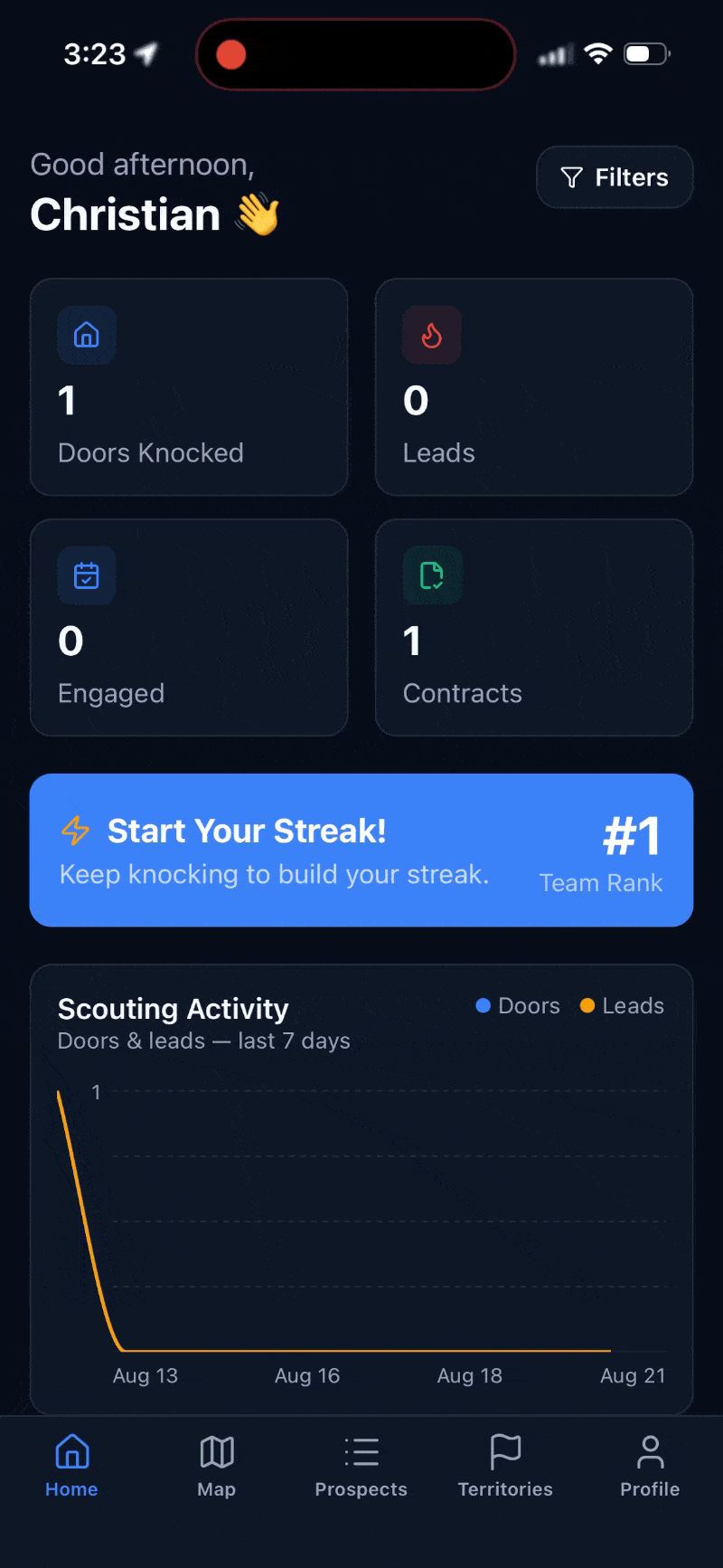Tour of LeadScout solar insights, from the Solar Coverage card into the Solar Analysis view with satellite imagery, panel layout overlay, panel count slider, and savings estimates